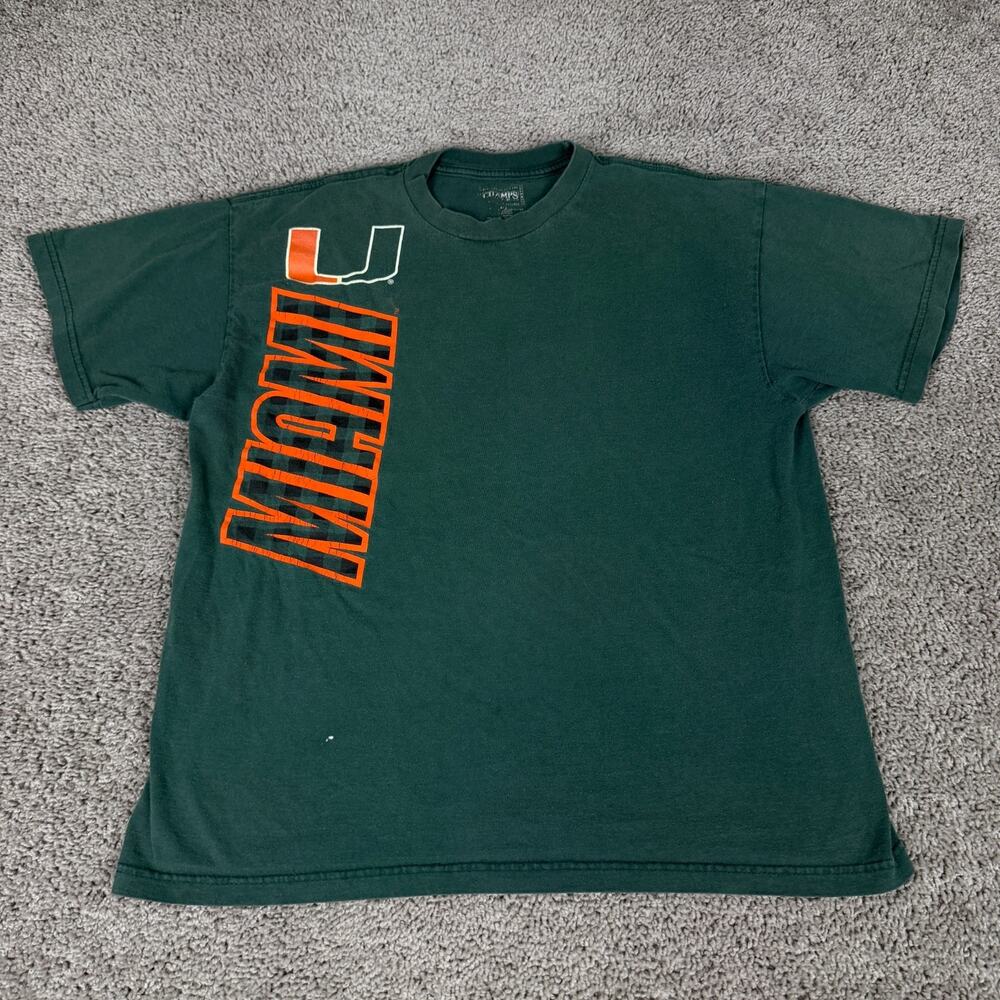 Miami Hurricanes Shirt Mens Medium Green Orange Short Sleeve Champs Sports